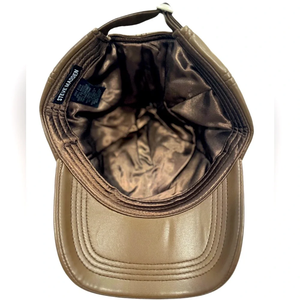 STEVE MADDEN Soft Faux Leather Baseball Hat Chic NWT - Picture 6 of 8